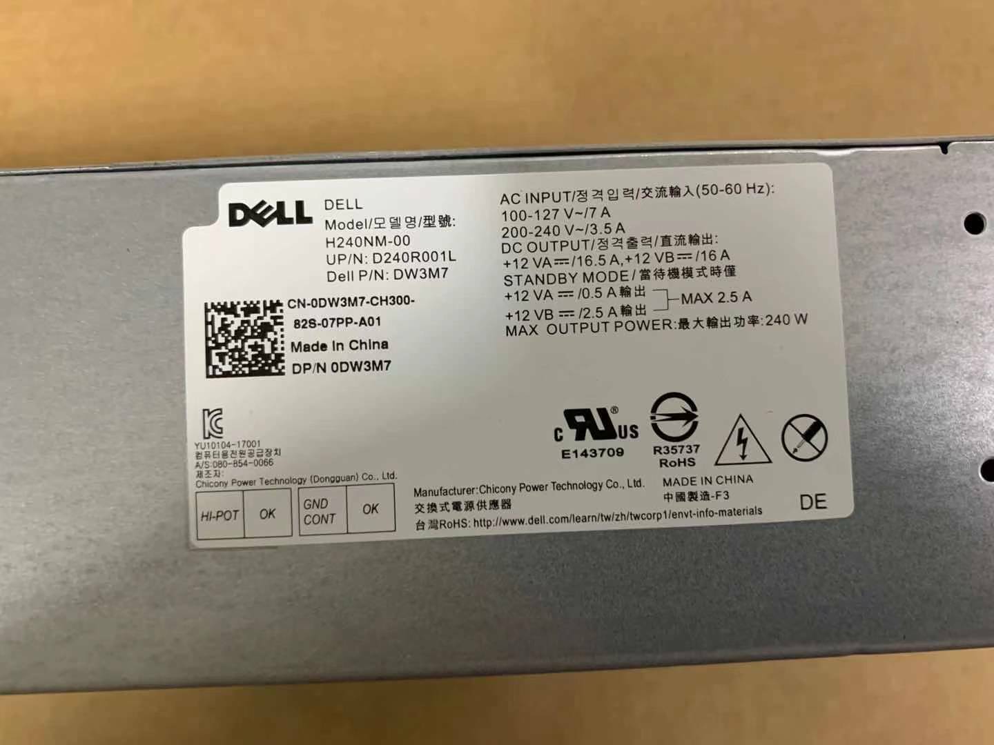 new For Dell Inspiron 3668 240W Desktop Power Supply H240NM-00 DW3M7 - DELL