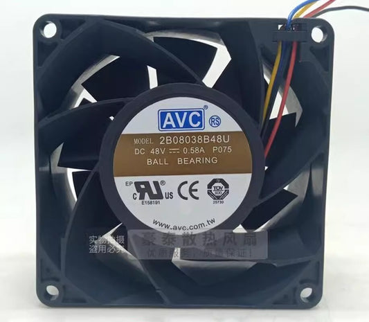 AVC 2B08038B48U-P075 8038 DC48V 0.58A 8CM 4-Wire Server Cooling Fan