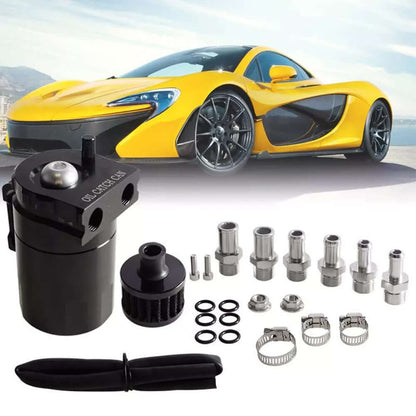 new Universal Oil Catch Can Kit Reservoir Baffled Tank with Breather Filter Aluminum