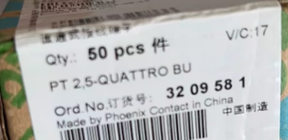 New PHOENIX Terminal Block - 50/PCS PT 2.5-QUATTRO BU 3209581 - PHOENIX
