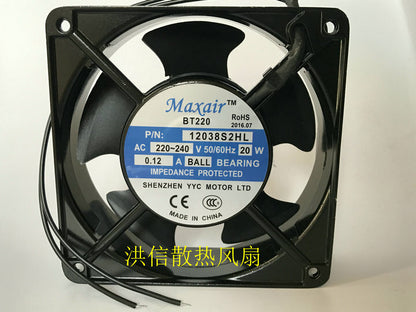 1pcs  Maxair BT220 12038S2HL AC220-240V 20W 0.12A AC cooling fan