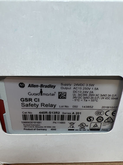 Allen Bradley 440R-S13R2 Guardmaster 24V 2A Safety Relay SER A USA - ALLEN BRADLEY