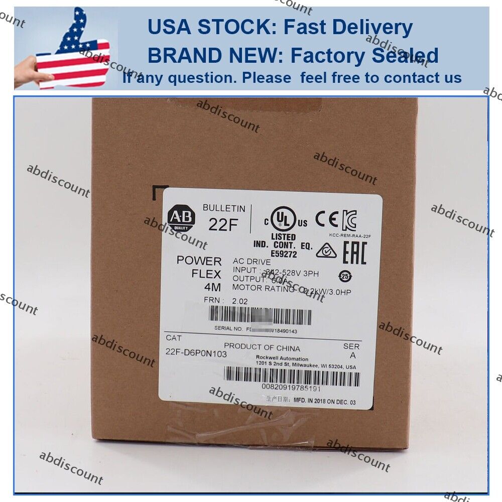 Allen-Bradley 22F-D6P0N103 4M 2.2kW 3HP AC Drive - ALLEN-BRADLEY