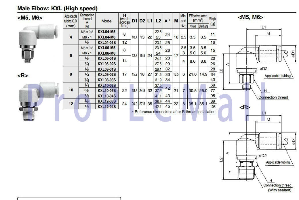 1PC~SMC KXL10-04S Male Elbow Rotary One-touch Fitting ~