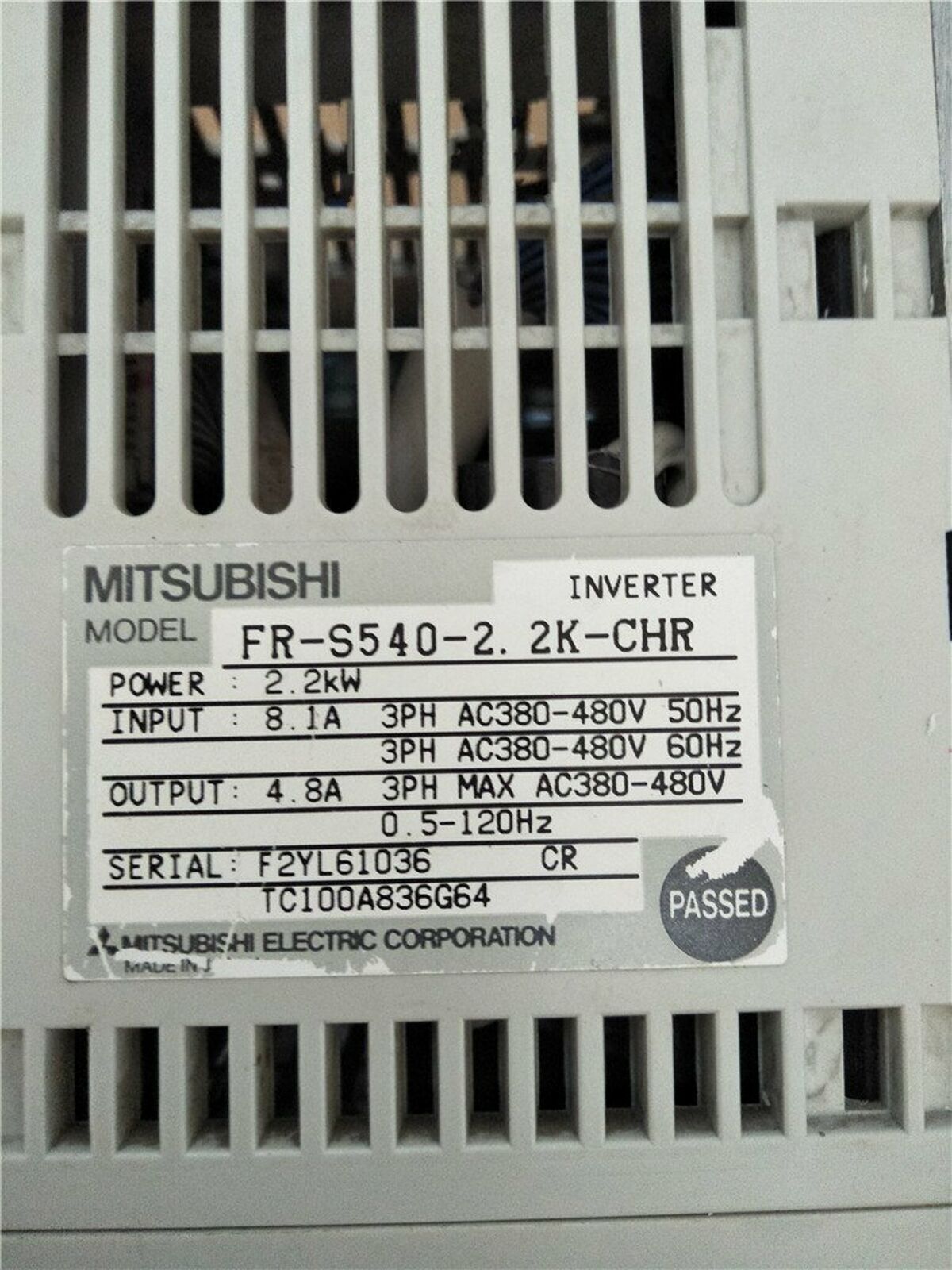 Mitsubishi FR-S540-2.2K-CHR Inverter: tested, good condition - MITSUBISHI