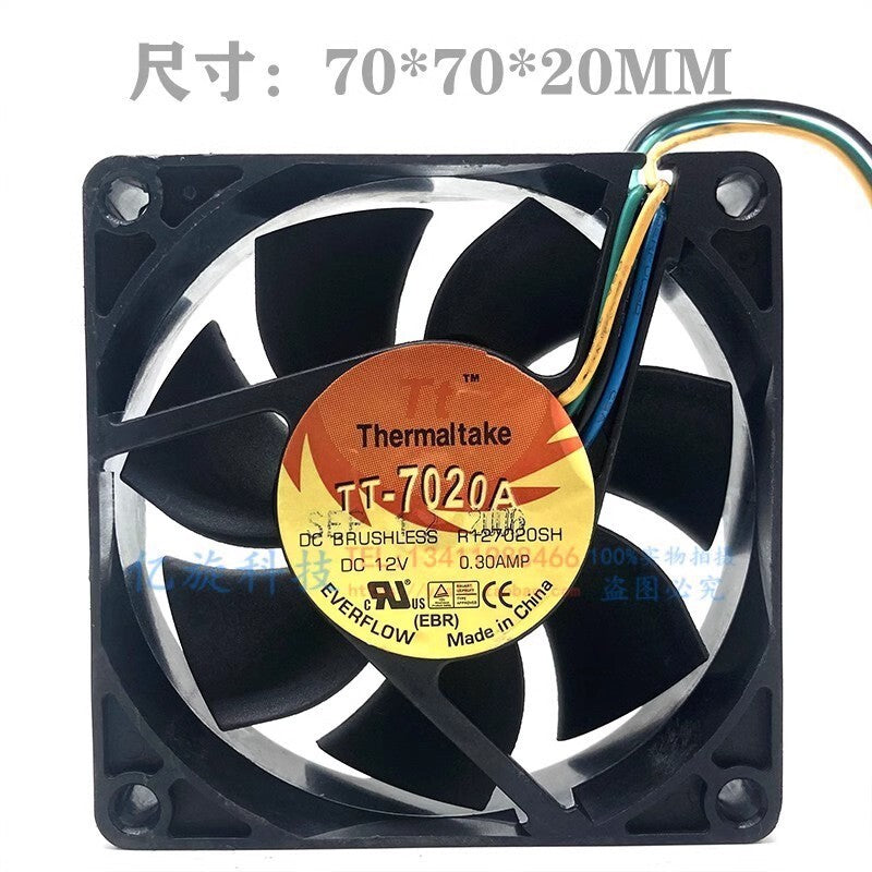 1PCS TT-7020A R127020SH 7020 DC12V 0.30A 7CM 4-Wire Silent Cooling Fan