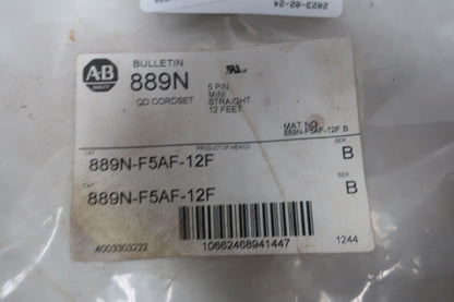 Allen Bradley 889N-F5AF-12F 5P Mini Straight QD Cordset 12ft 600V AC - ALLEN BRADLEY