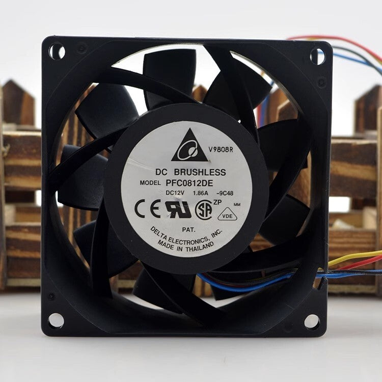 Delta PFC0812DE 8038 DC12V 1.86A 8CM 4-Wire PWM Large Airflow Cooling Fan.