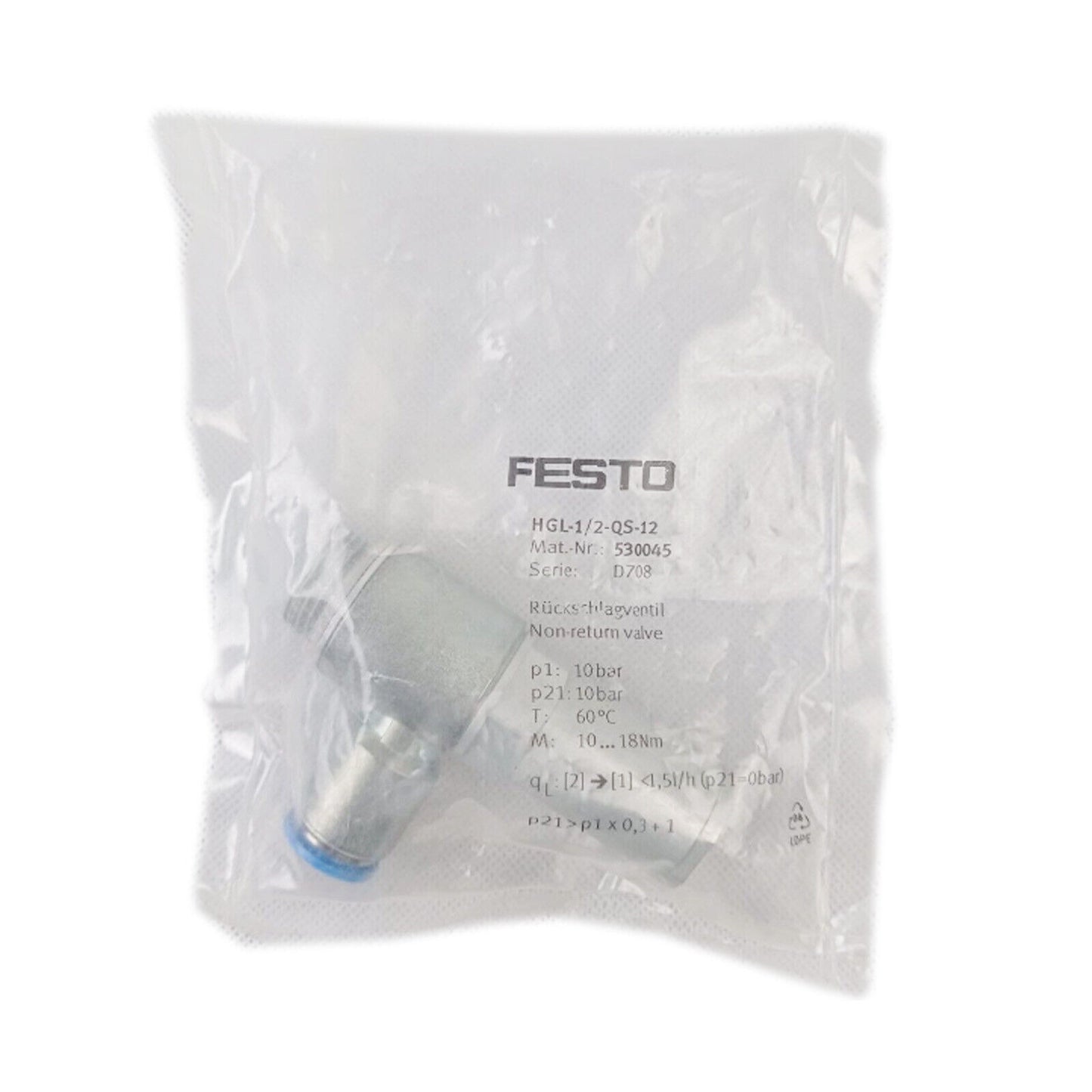 FESTO HGL-1/2-QS-12 Pneumatic connector - FESTO