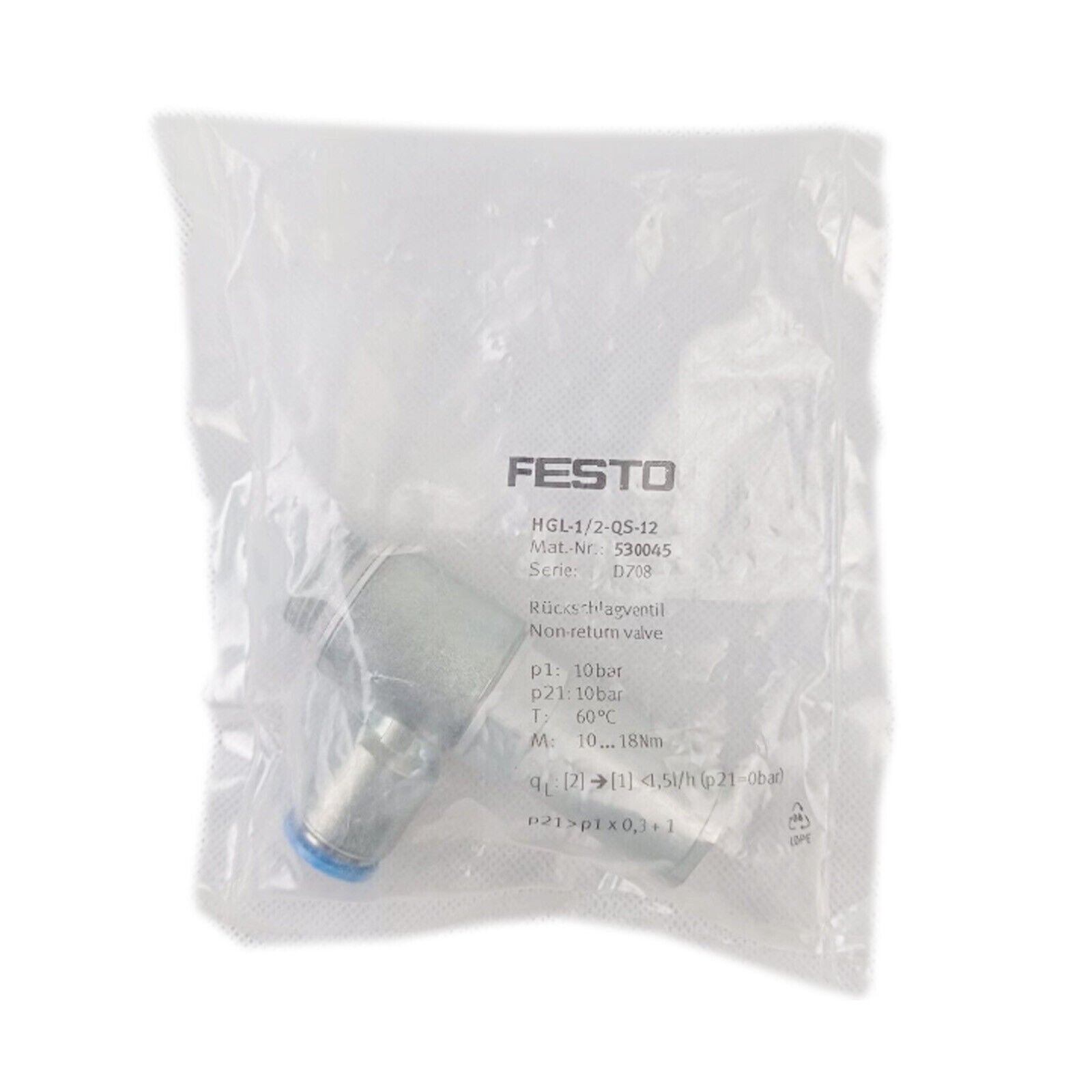 FESTO HGL-1/2-QS-12 Pneumatic connector - FESTO