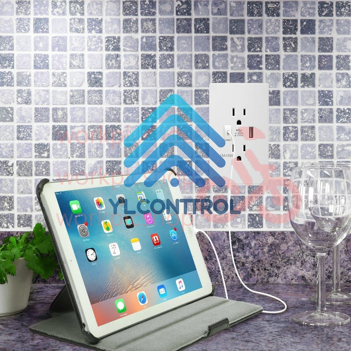 Dual USB Wall Outlet Charger Port Socket with 15A Electrical Receptacles Home US