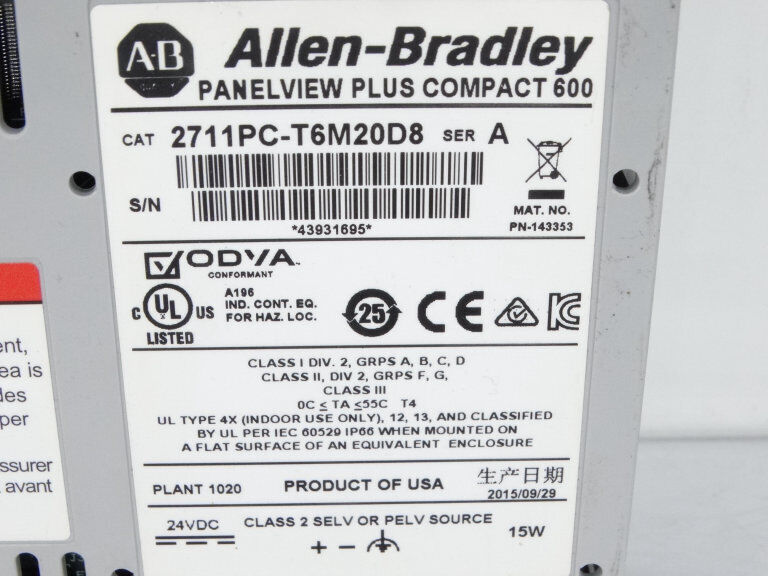 Allen Bradley 2711PC-T6M20D8 HMI Series A Display Panel - ALLEN BRADLEY