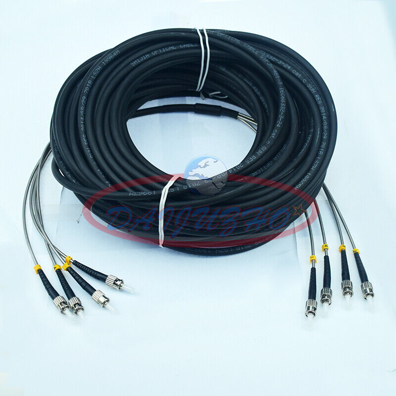 Used 50M Field Outdoor Fiber Patch Cord ST-ST 4 Strand 9/125 Single Mode - KOEED