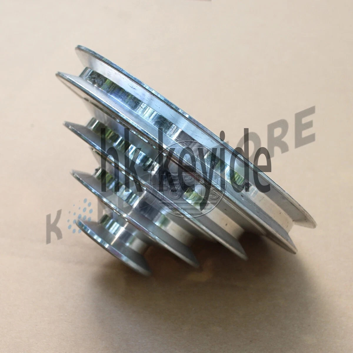 OD 130mm, 4 Step Pulley 16mm Bore for 1/2" = 12.7mm Belt width - Cast Aluminum