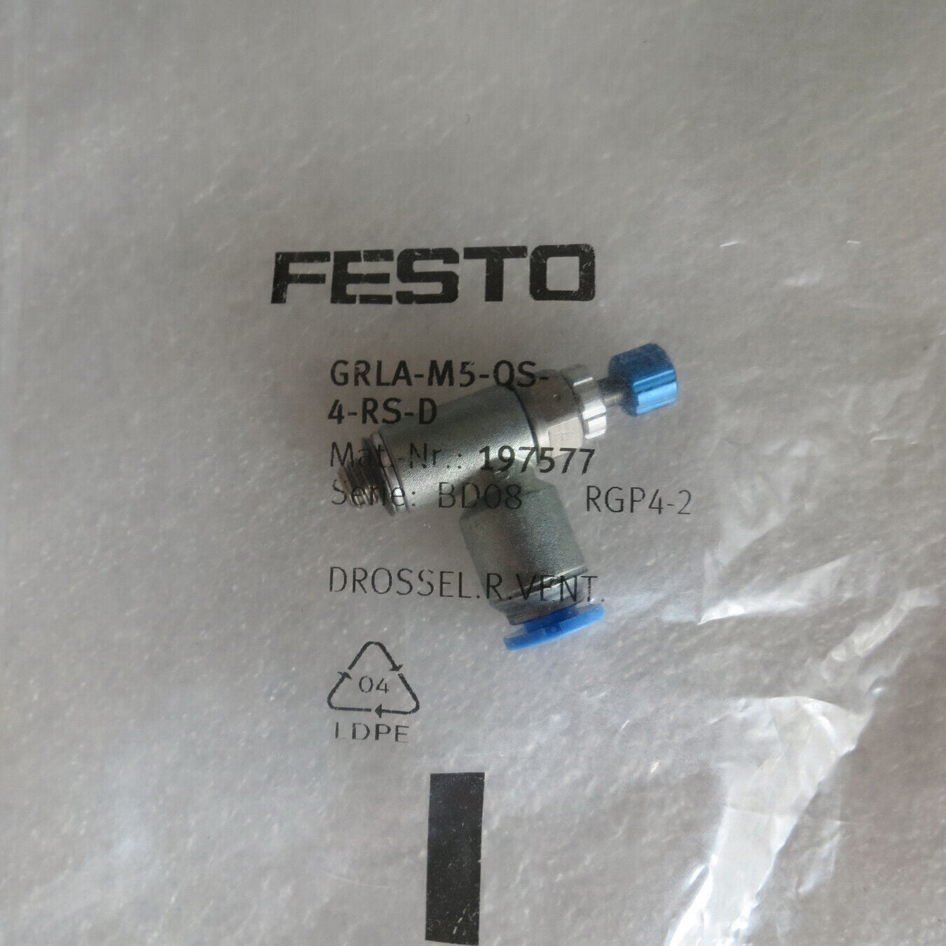 FESTO GRLA-M5-QS-4-RS-D gas fitting - FESTO