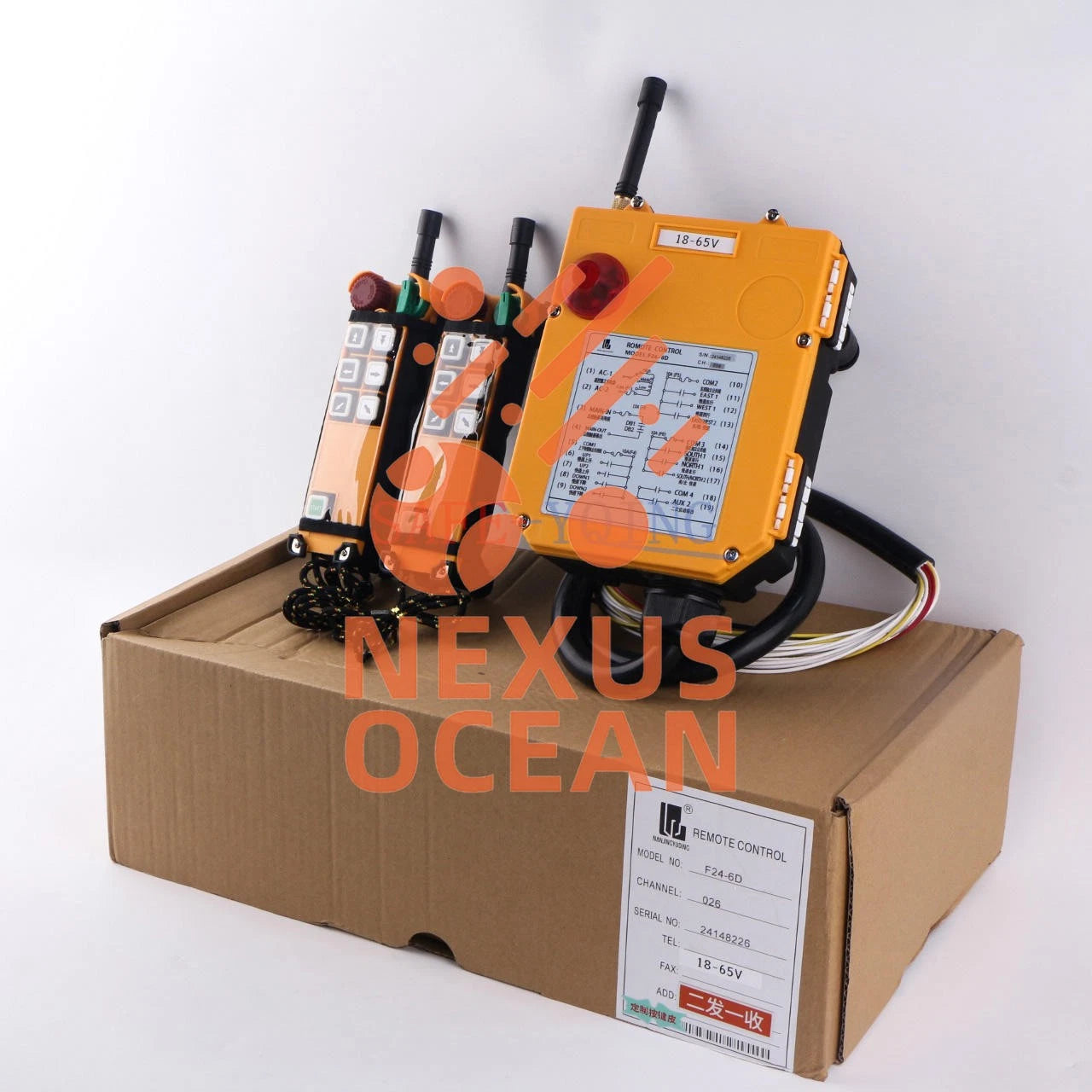 2 Emitter +1 Receiver Hoist Crane Radio Wireless Remote Control F24-6D 18~65V