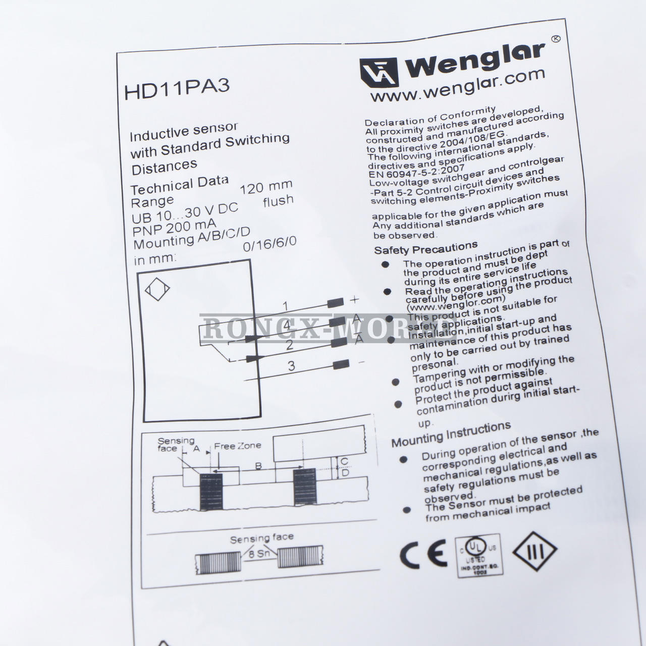 Wenglor HD11PA3 Photoelectric Switch Sensor - WENGLOR