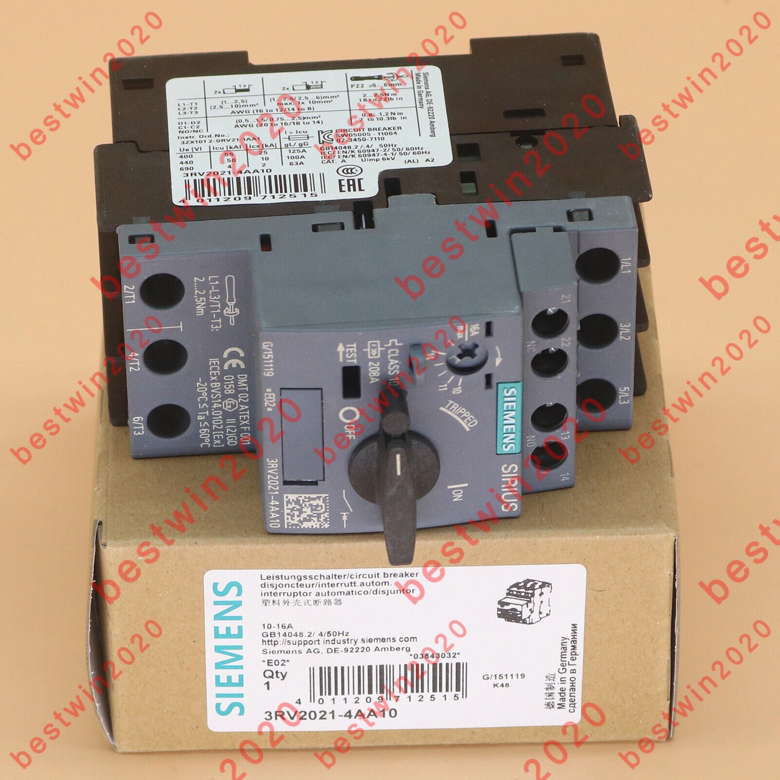 new  in box Siemens breaker 3RV2021-4AA10 3RV2 021-4AA10 1 year