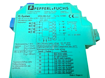 used Pepperl+Fuchs KFD2-SRA-EX4 Switch Amplifier 50988S - PEPPERL+FUCHS