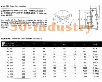100mm Self-Centering 3-Jaw Lathe Chuck K11-100 - BOSCH