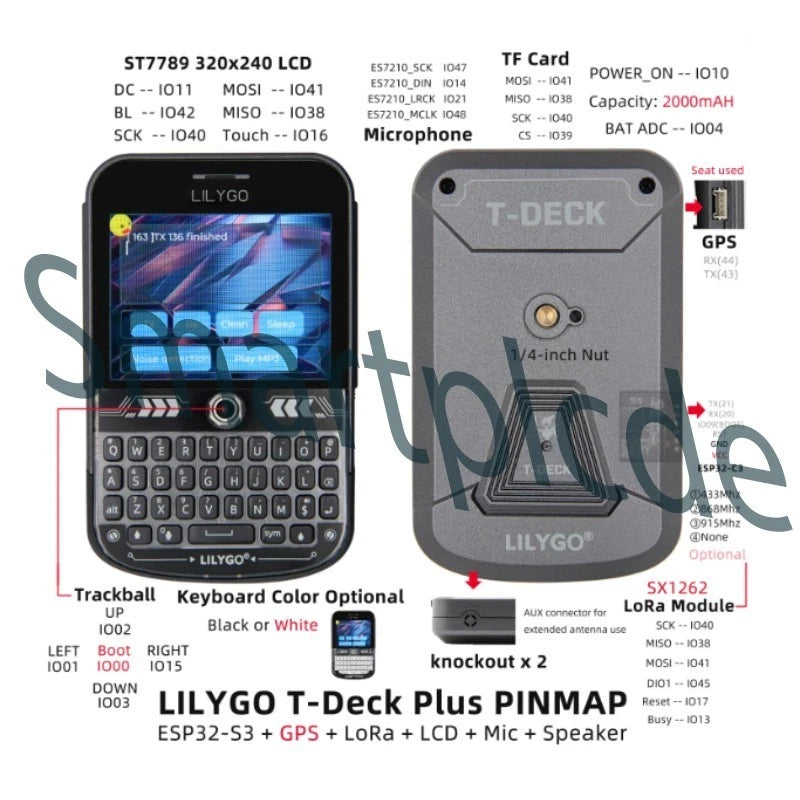 LILYGO T-Deck Dev Board Plus Black Keyboard 915MHz【Built-in Antenna】H737-A-Mesh