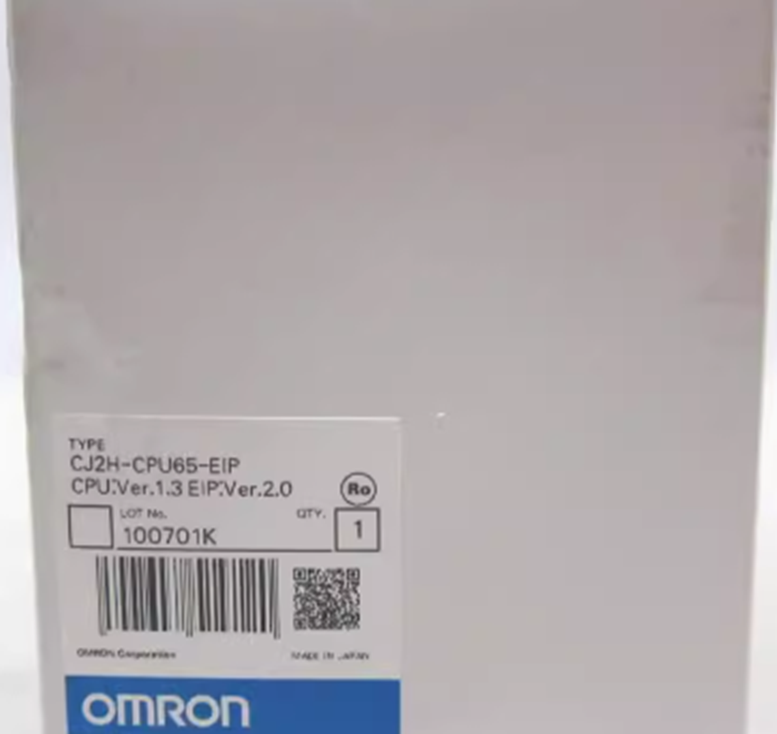 OMRON CJ2H CPU 65 EIP CONTROL LOGIC 100K PROG 160K PLC CPU UNIT - OMRON