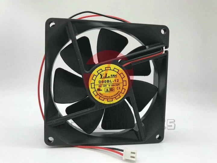 Y.L FAN D90BL-12 9CM 9025 12V 0.14A 2-wire dual ball power supply fan