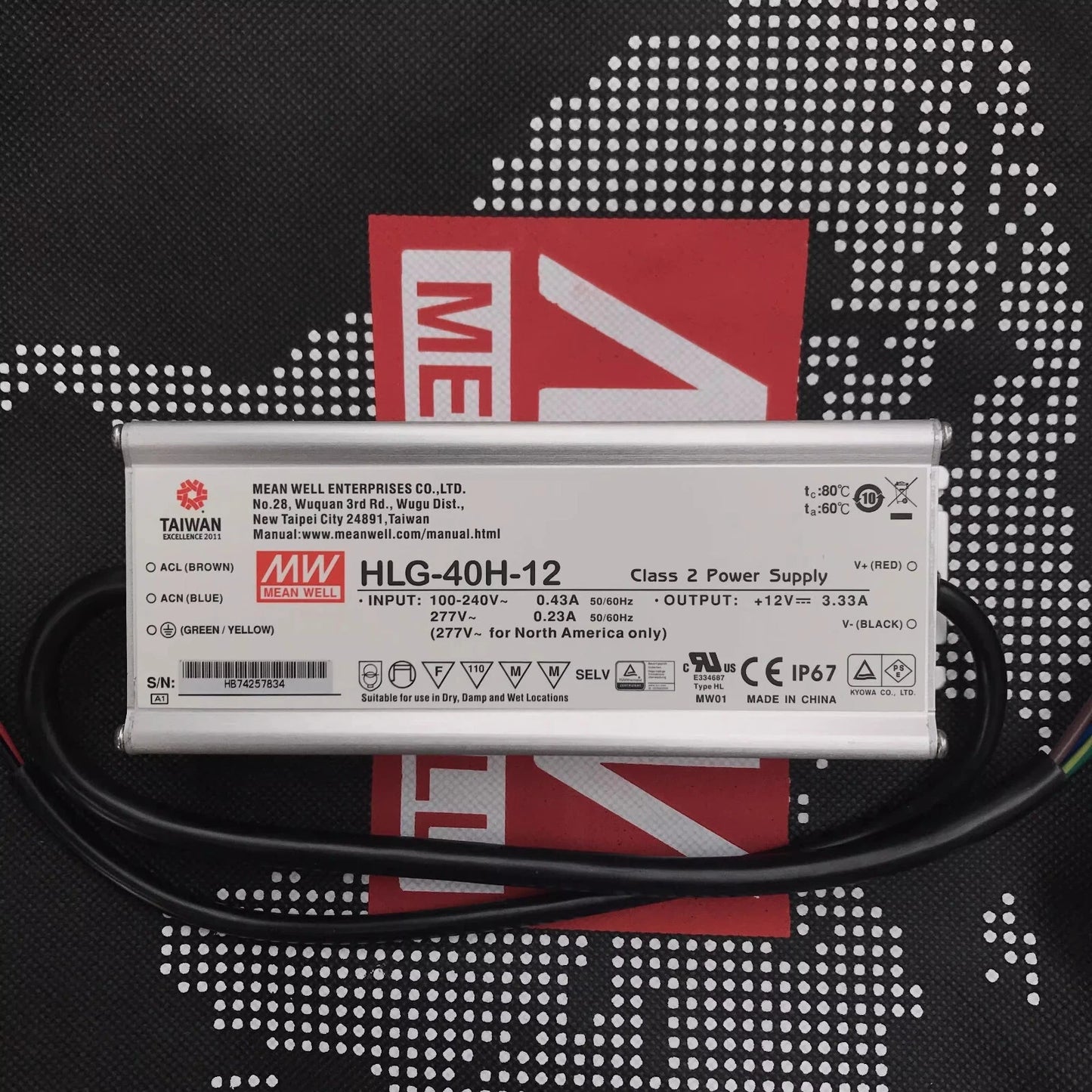 Meanwell HLG-40H-12 PFC Waterproof LED Power Supply