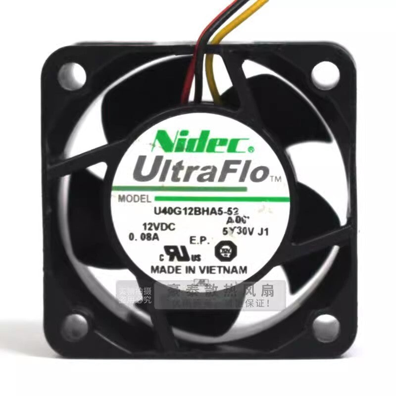 NIDEC U40G12BHA5-52 4020 DC12V 0.08A 4CM 3-Wire Silent Cooling Fan