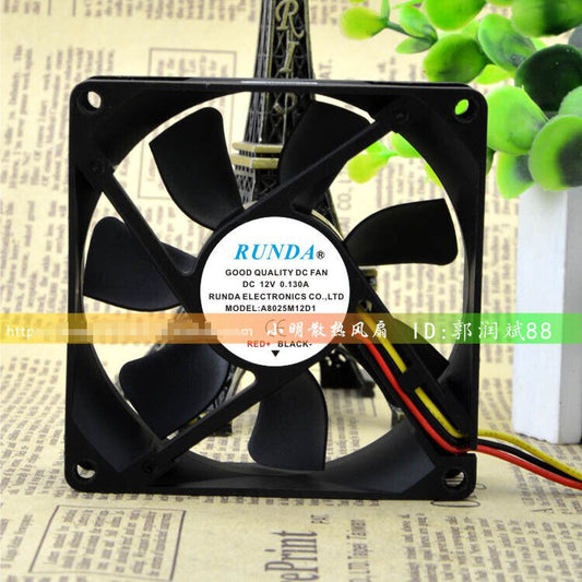 Runda A8025M12D1 12V DC 0.13A 8cm 3-wire cooling fan - RUNDA