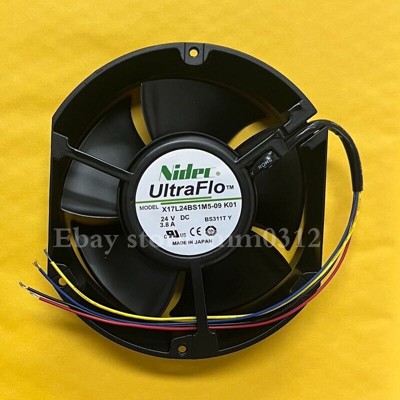 new Nidec X17L24BS1M5-09 K01 24V DC 3.8A Cabinet Inverter Cooling Fan