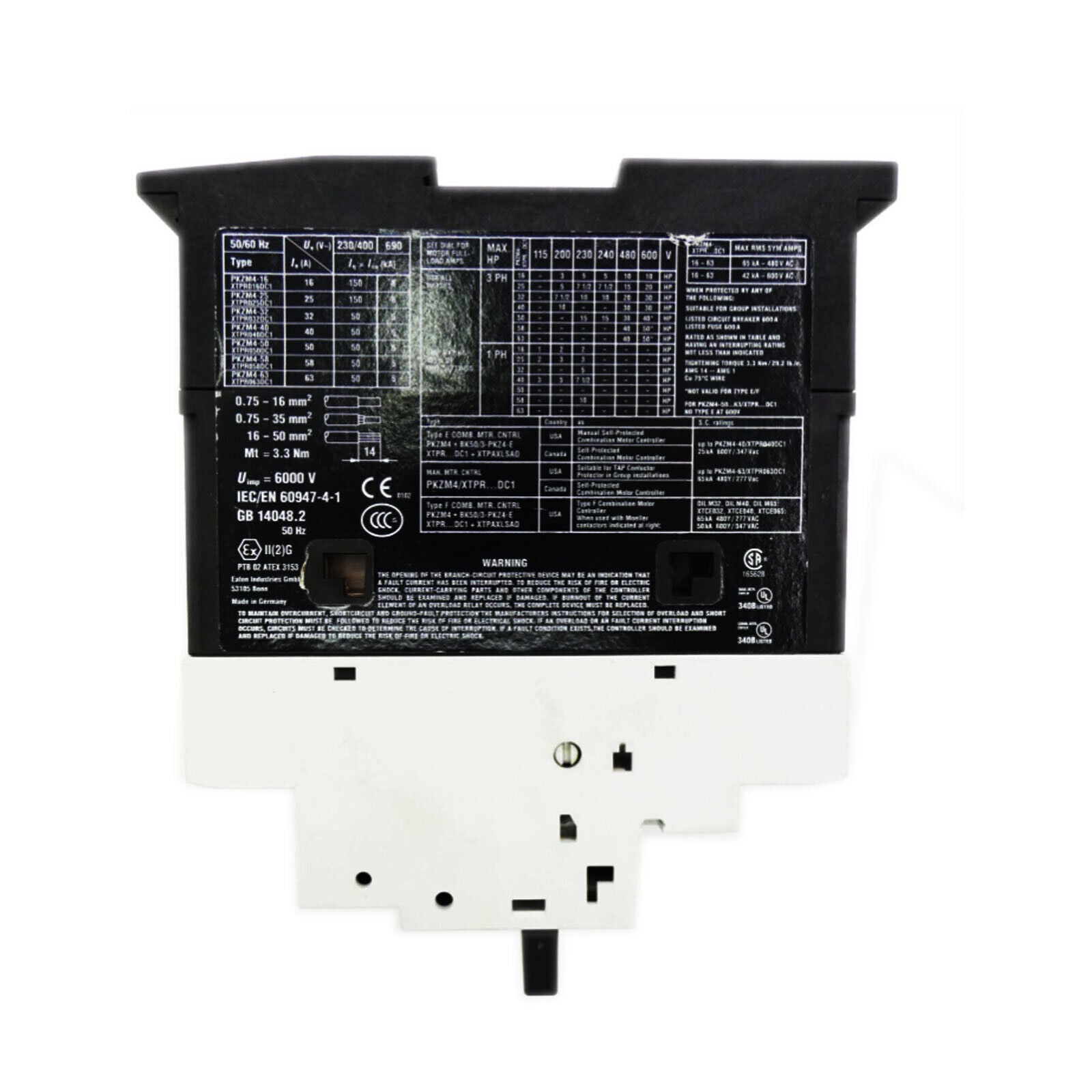 Eaton Moeller PKZM4-58 XTPR058DC1NL Circuit Breaker 50-58A - EATON MOELLER