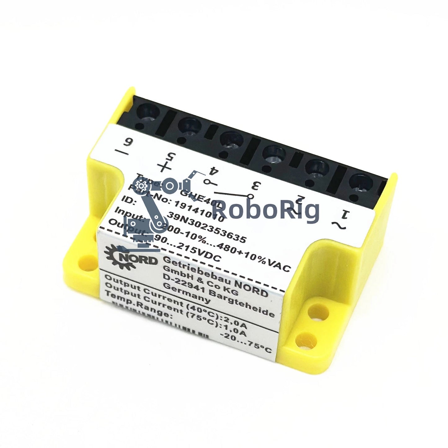NORD GHE40L 19141010 200V-10%...480V+10%VAC 90...215VDC Motor Brake Rectifier