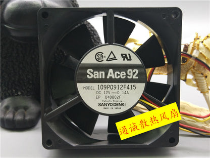 San Ace 92 109P0912F415 12V 0.14A 9CM 9025 3-wire cooling fan