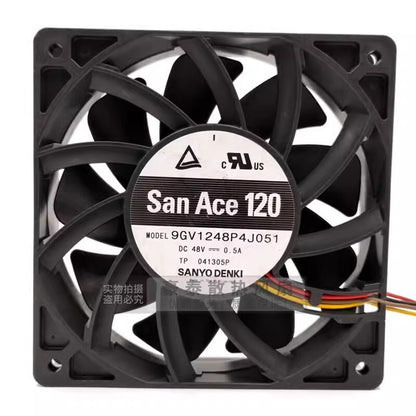 Sanyo 9GV1248P4J051 12025 DC48V 0.50A 4-Wire Server Cooling Fan