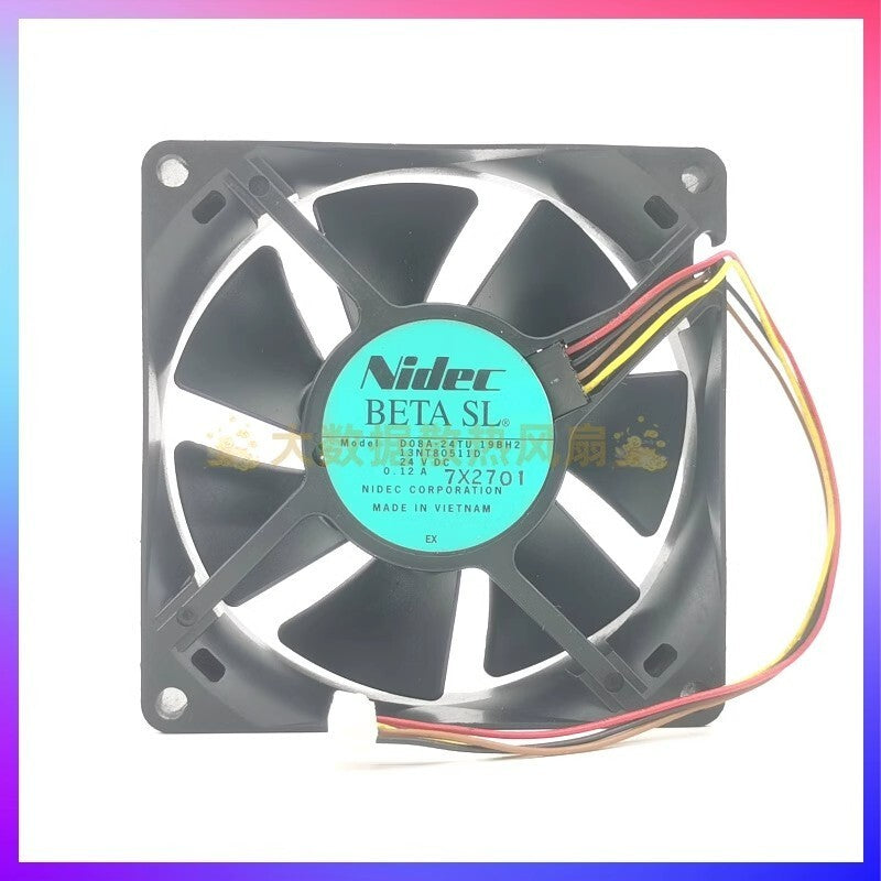 Nidec D08A-24TU 19BH2 8025 DC24V 0.12A 8CM 4-Pin Inverter Cooling Fan