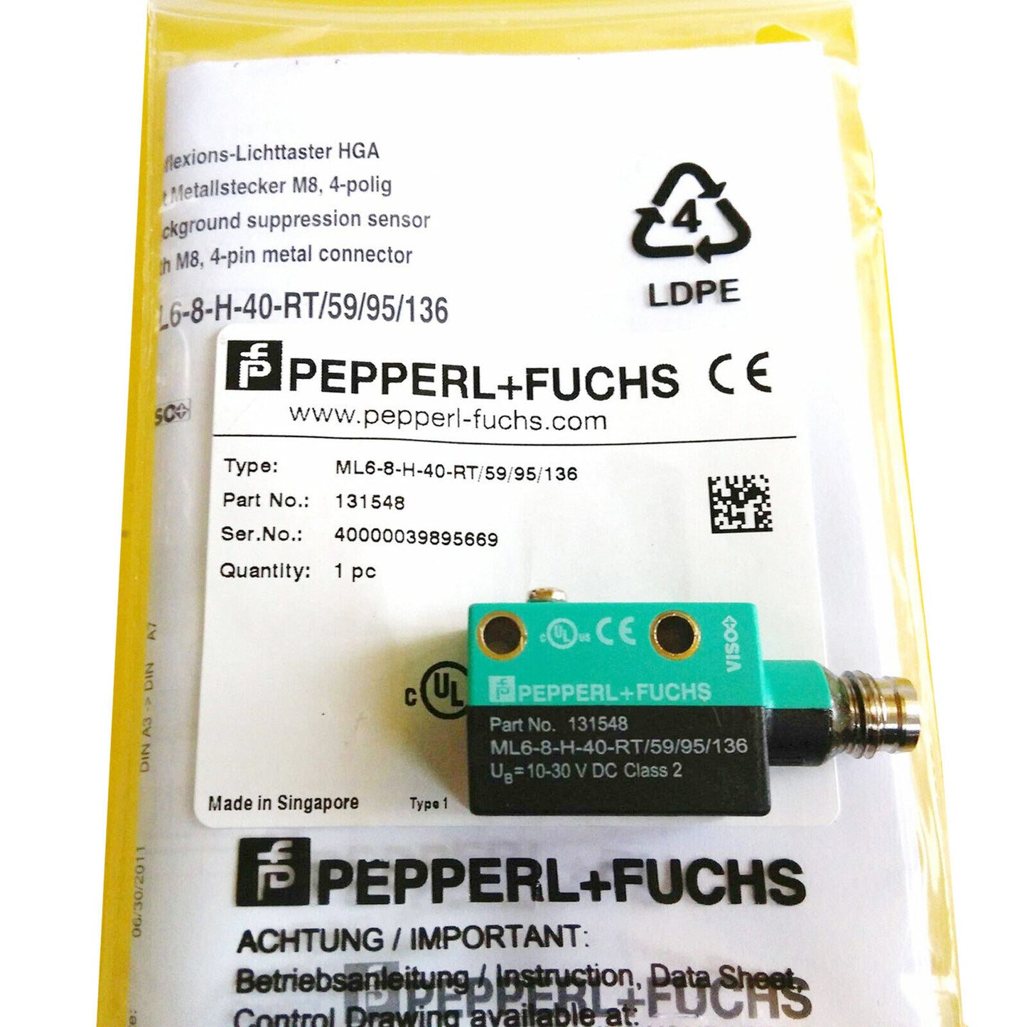 ML6-8-H-40-RT/59/95/136 Photoelectric Switch | PEPPERL + FUCHS | High-Performance Industrial Photoelectric Switch - PEPPERL + FUCHS