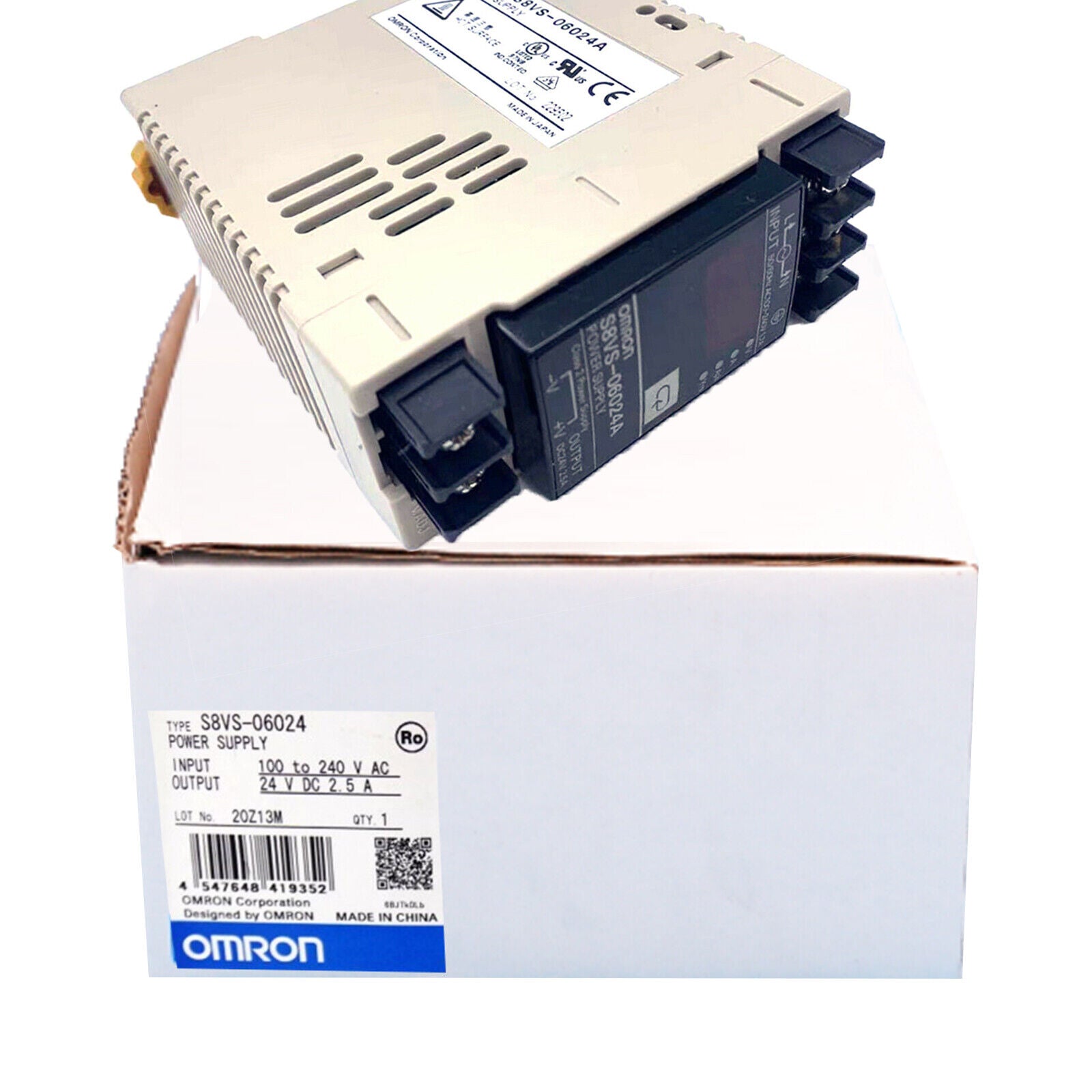 OMRON S8VS-06024A Switching Power Supply | High-Efficiency Switcher | 24V 1.2A | 90% Efficiency | 120-208V Input | 15W Output | 150g | 150mm x 120mm - OMRON