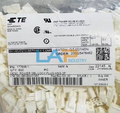 600 Pcs AMP Connector 177898-1 Rubber Housing 2P 3.96MM Spacing - KOEED