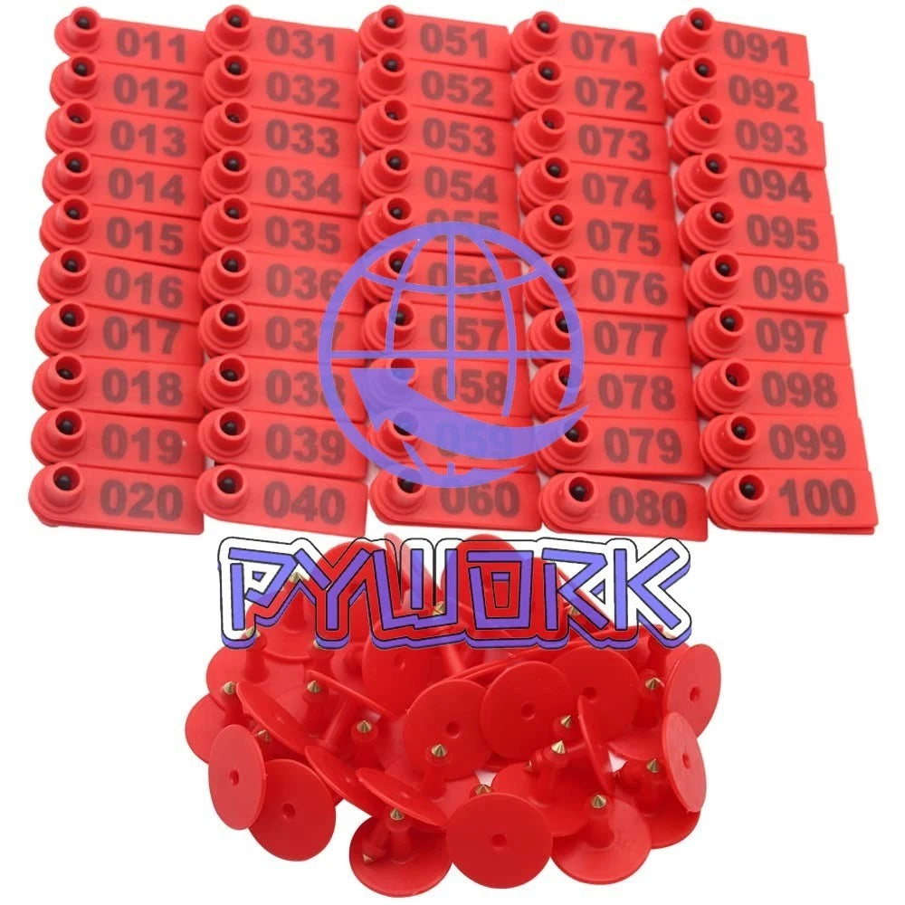 Sheep Ear Tag 001-100 Number Plastic Livestock Tags Goat With Punch Applicato...