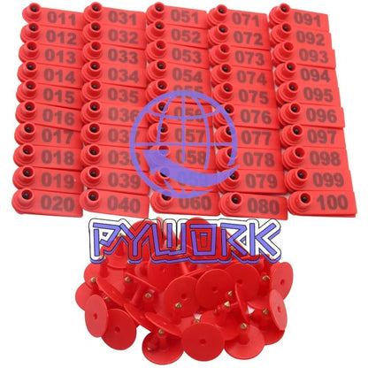 Sheep Ear Tag 001-100 Number Plastic Livestock Tags Goat With Punch Applicato...