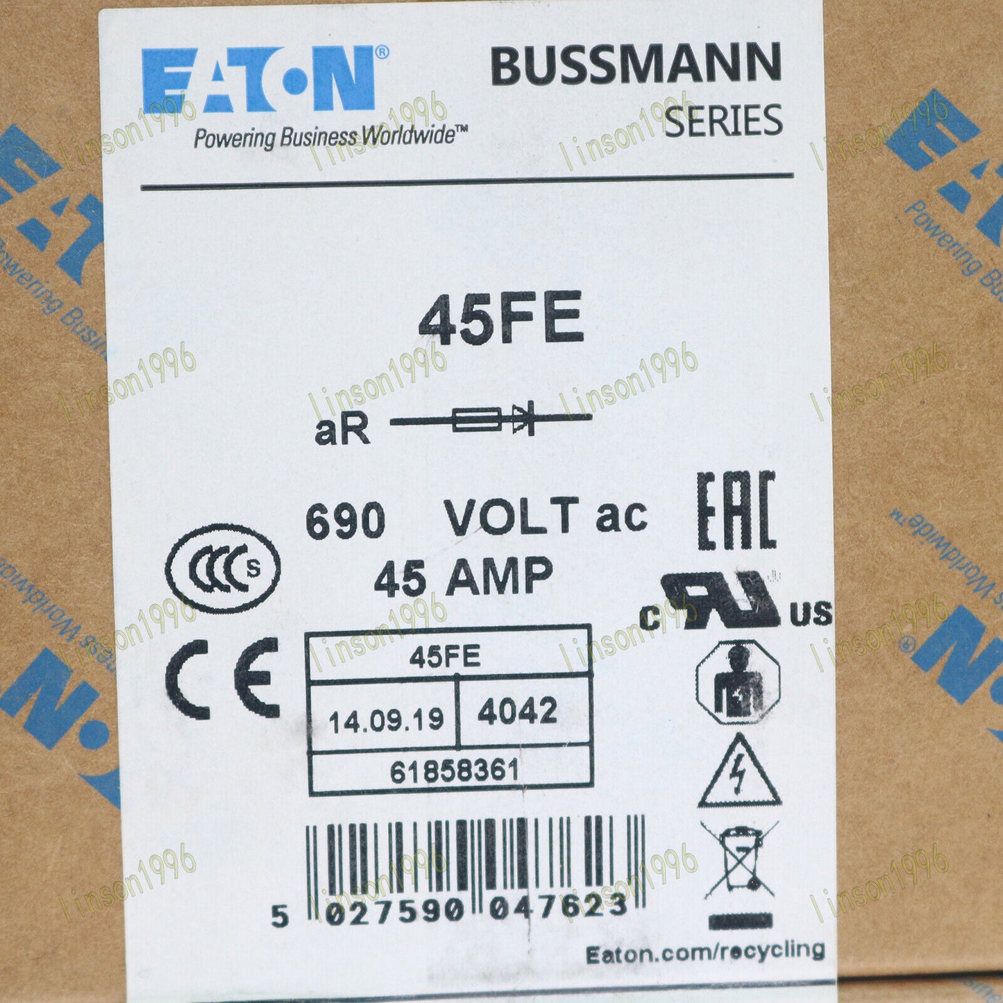 10-Piece Bussmann Eaton Fuse Set, 45Amp, 690V, Fast shipping - BUSSMANN EATON