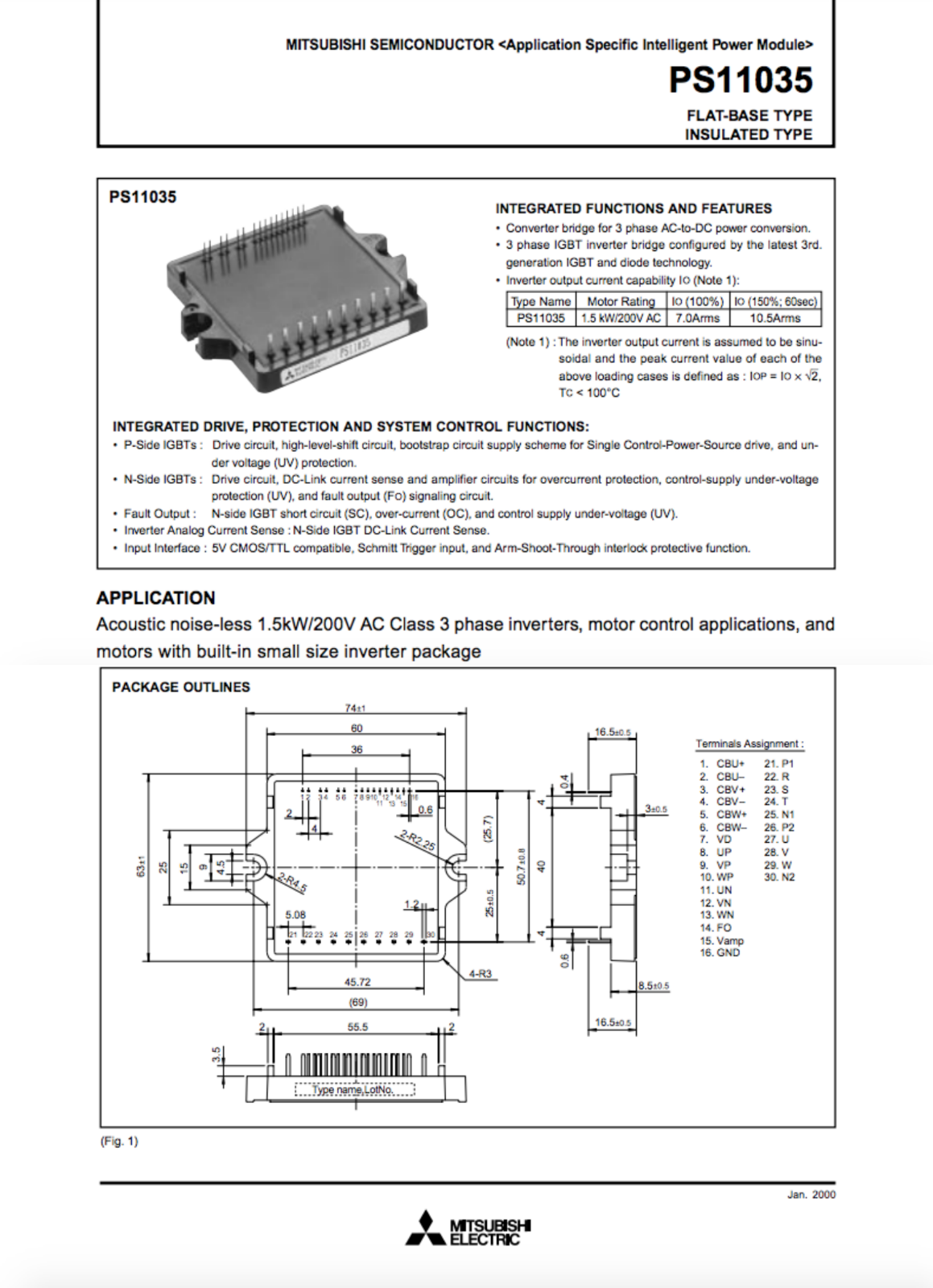 MITSUBISHI PS11035 Power supply module Quality assurance - MITSUBISHI