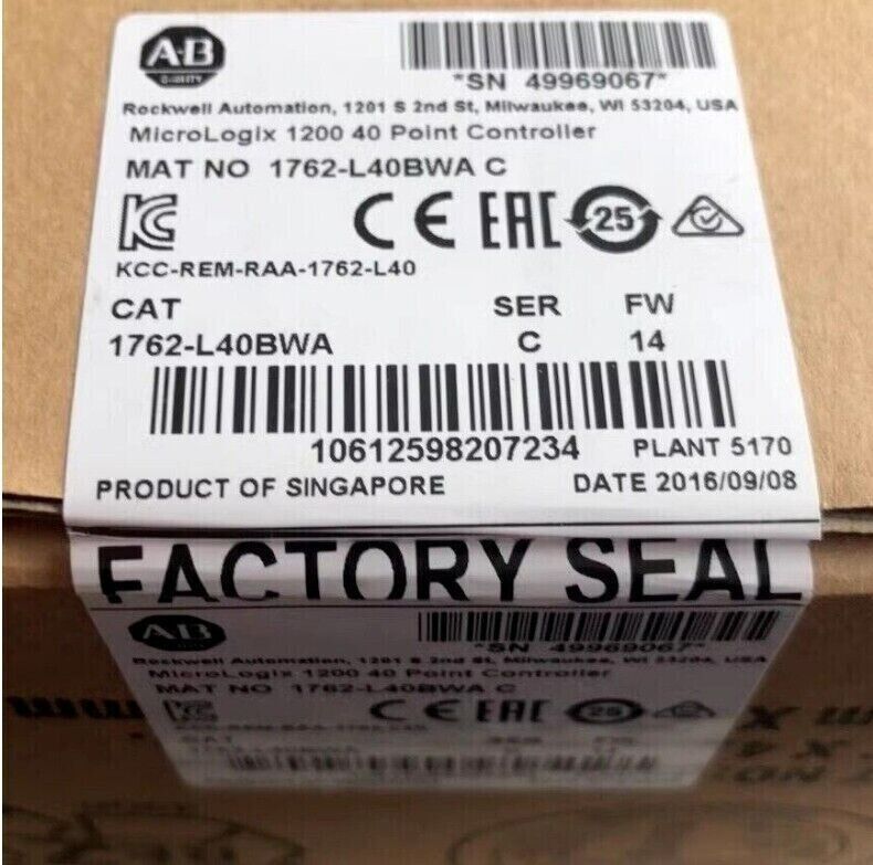 New Sealed AB 1762-L40BWA SER C MicroLogix 1200 40 Point Controller PLC Controller - SEALED AB