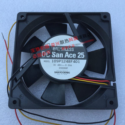 Sanyo 109P1248F401 12025 48V 0.09A 12CM 3-wire speed regulating cooling fan