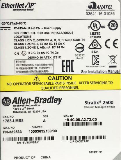 Ace Your Automation with Allen Bradley 1783-LMS8 EtherNet IP Switch - Reliable IP Switching for Industrial Applications - ALLEN BRADLEY