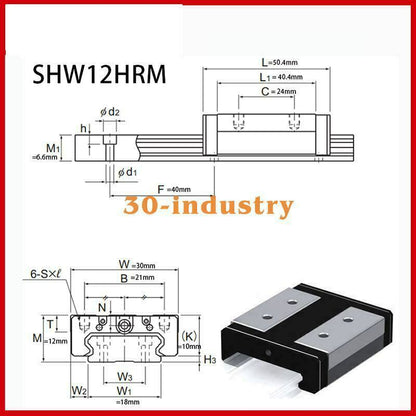 1Pcs Linear Guide Slider SHW12HRM for Smooth Precision Movement - VENDOR NAME