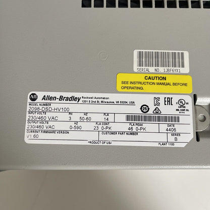Allen Bradley 2098-DSD-HV100 Servo Drive Ultra 3000 Ser B - ALLEN BRADLEY
