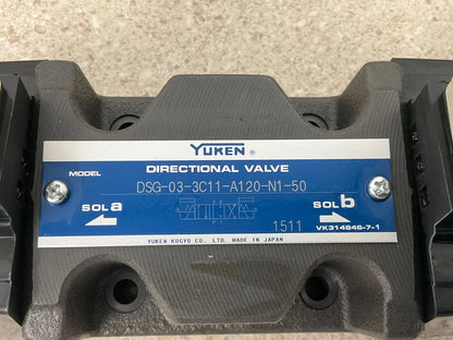 YUKEN DSG-03-3C11-A120-N1-50 Directional Valve - 1PCS - YUKEN