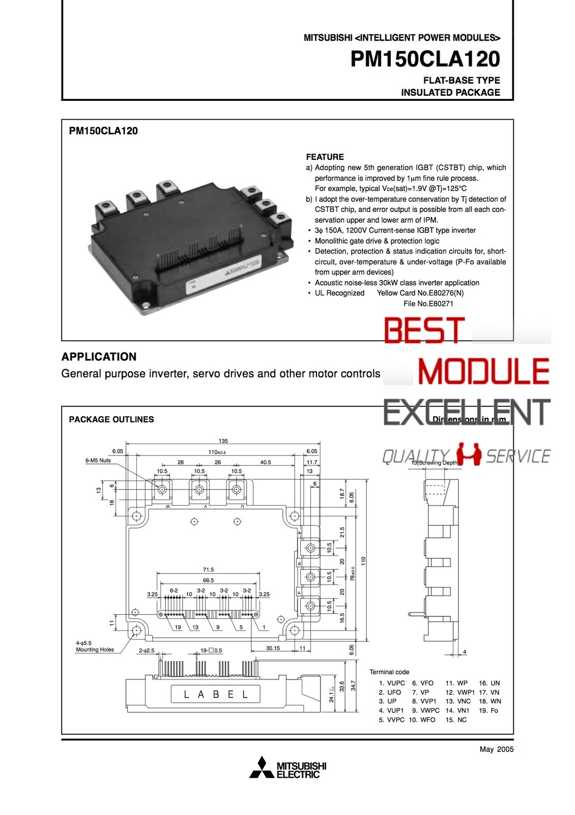 new 1PCS MITSUBISHI PM150CLA120 power supply module Quality Assurance - MITSUBISHI
